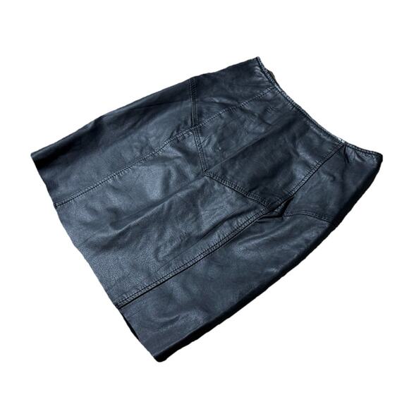 Byrnes & Baker Vintage Real Leather Skirt Womens Size 6 Luxury 90s Black Mini - Picture 2 of 6